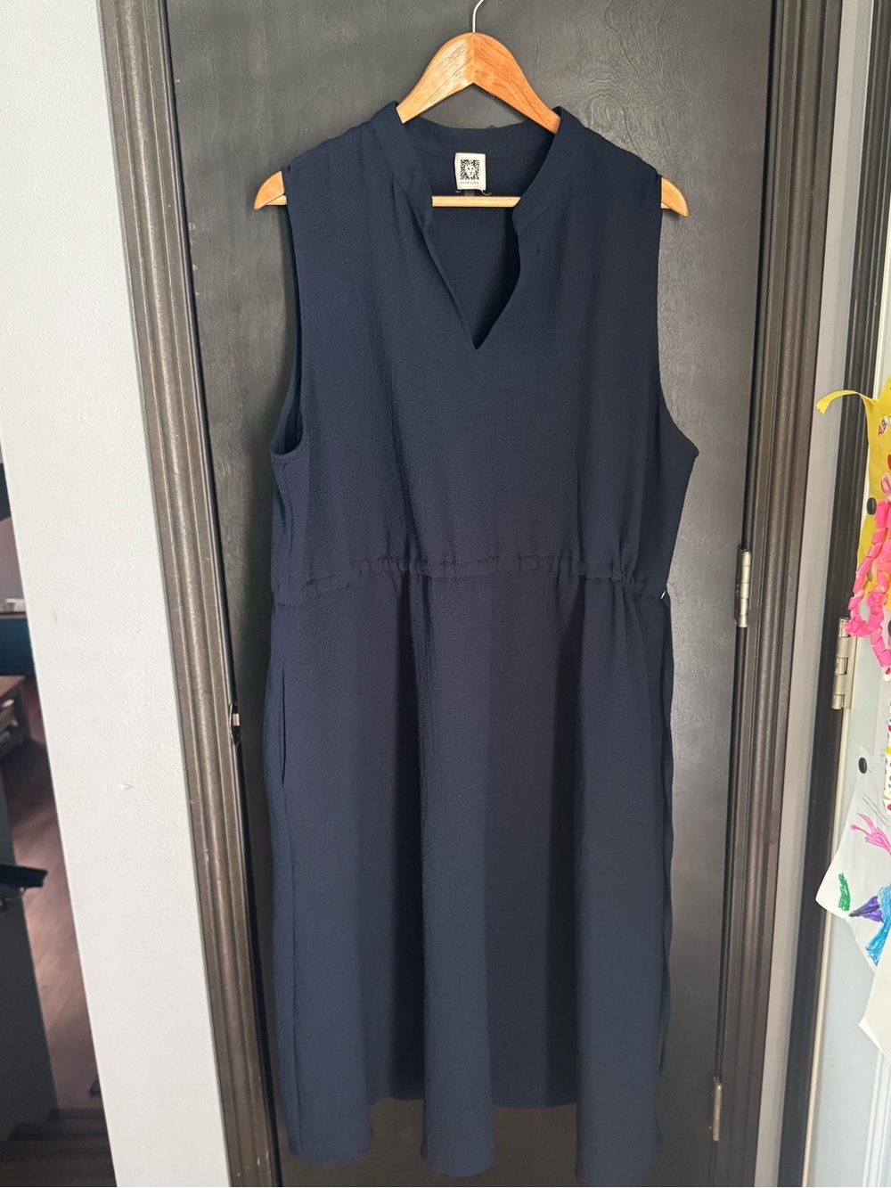 Anne Klein Navy Sleeveless V-Notch Midi Dress